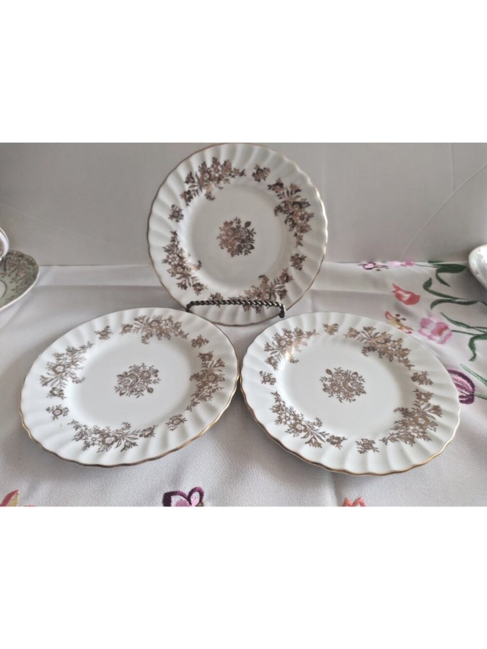 Vintage Mintons Bread & Butter Plates Set of 3 "Marlow Gold" Pattern